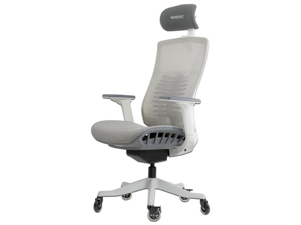 Silla Gamer Munfrost Nash, reposabrazos 3D, reclinable, soporta hasta 180 Kg. Color gris.