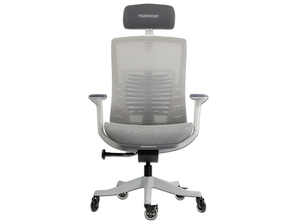 Silla Gamer Munfrost Nash, reposabrazos 3D, reclinable, soporta hasta 180 Kg. Color gris.