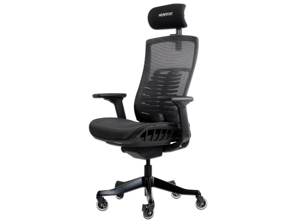 Silla Gamer Munfrost Nash, reposabrazos 3D, reclinable, soporta hasta 180 Kg. Color negro.