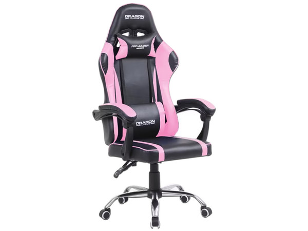 Silla Gamer Ergonómica Nextep Dragón XT Falkor, Soporta Hasta 150Kg, Color Negro/Rosa.