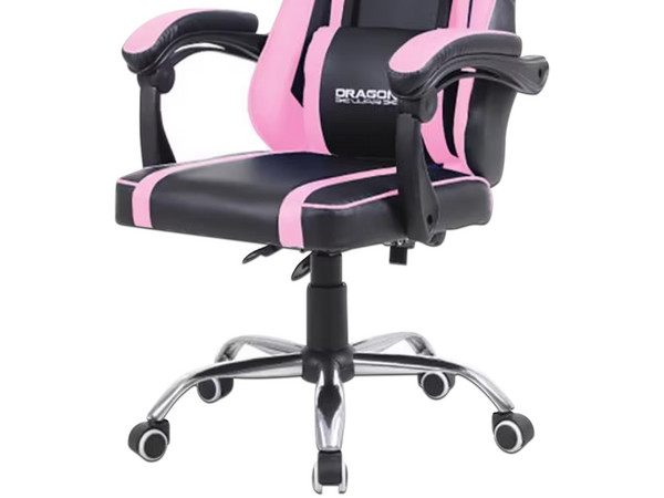 Silla Gamer Ergonómica Nextep Dragón XT Falkor, Soporta Hasta 150Kg, Color Negro/Rosa.