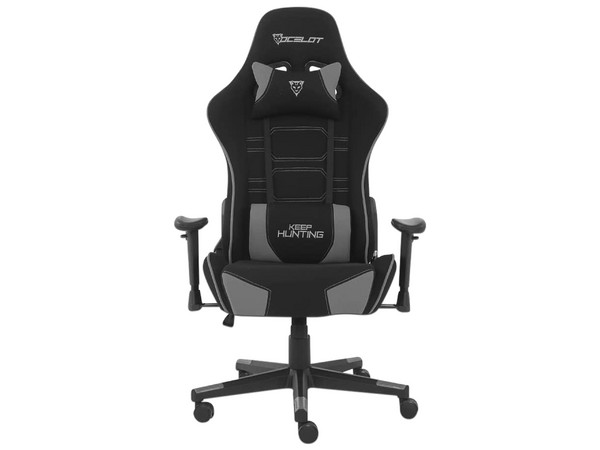 Silla Gamer Ocelot, Respaldo reclinable, Descansa Brazos ajustable, Soporta hasta 150kg. Color Negro/Gris.