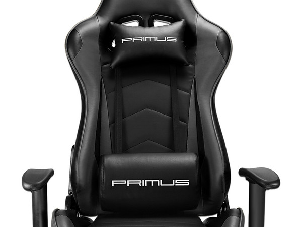 Silla Gamer Primus THRÓNOS100T, Reclinable, Descansabrazos 2D, Cojín Lumbar, Reposacabezas, Color Negro.