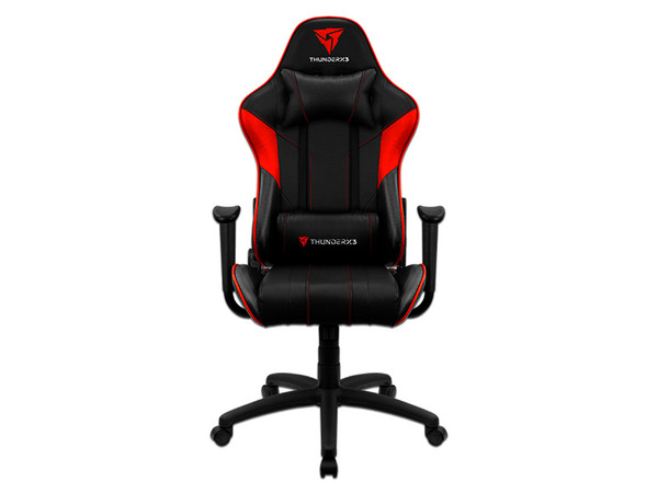 Silla Gamer Thunder X3 EC3, Soporta hasta 120kg, Soporte lumbar y de cuello. Color Negro/Rojo.