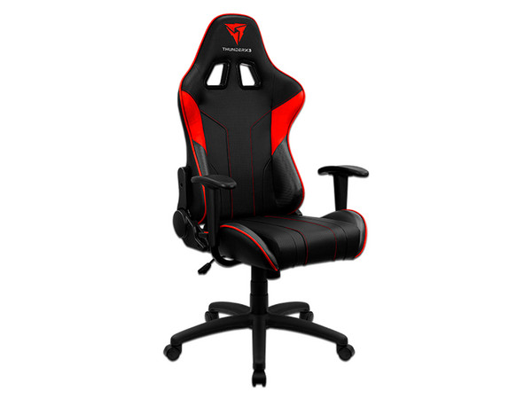Silla Gamer Thunder X3 EC3, Soporta hasta 120kg, Soporte lumbar y de cuello. Color Negro/Rojo.