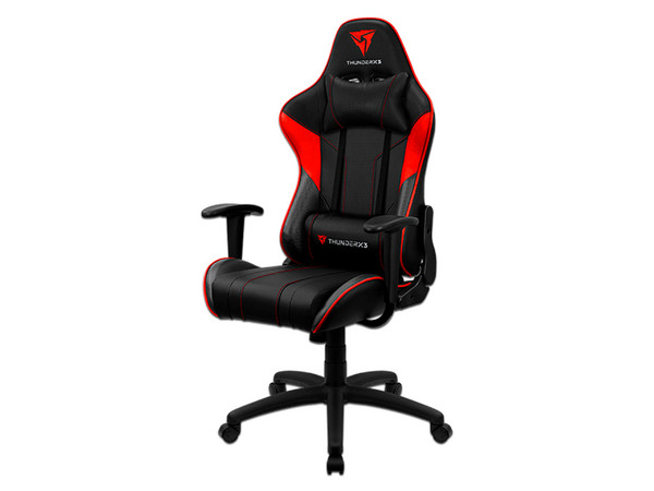 Silla Gamer Thunder X3 EC3, Soporta hasta 120kg, Soporte lumbar y de cuello. Color Negro/Rojo.