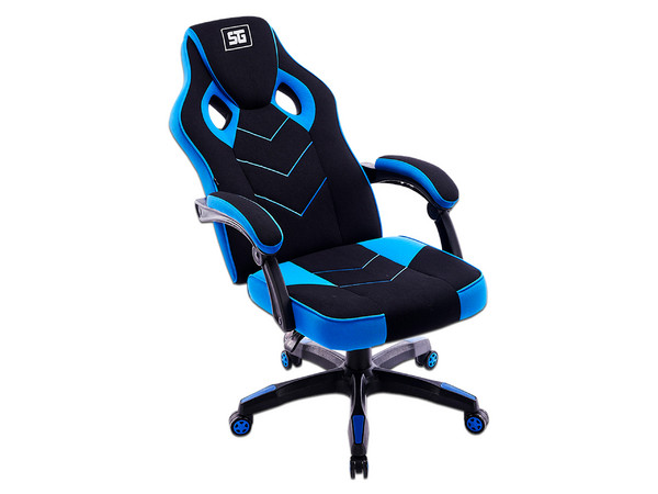 Silla Gamer Vorago Start the Game CGC301, Soporta hasta 120kg, Soporte de Cuello. Color Negro/Azul.