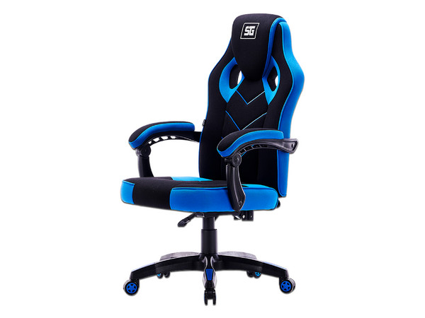 Silla Gamer Vorago Start the Game CGC301, Soporta hasta 120kg, Soporte de Cuello. Color Negro/Azul.