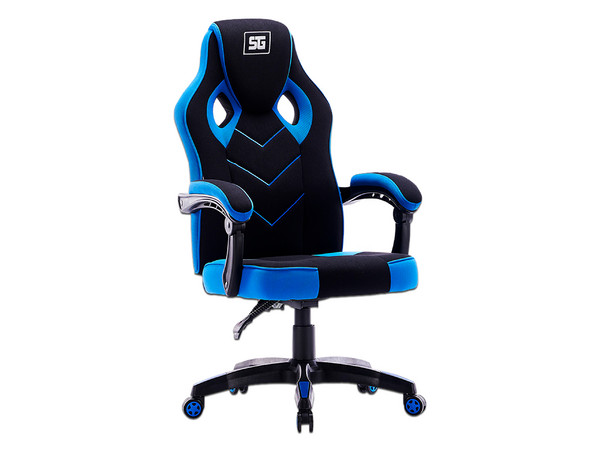 Silla Gamer Vorago Start the Game CGC301, Soporta hasta 120kg, Soporte de Cuello. Color Negro/Azul.