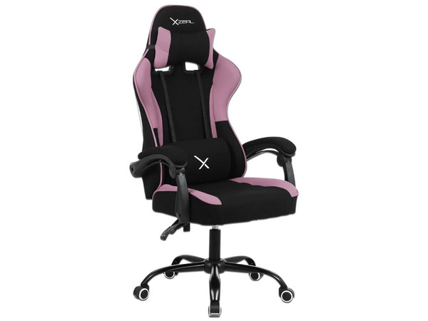 Silla Gamer Xzeal XZ20, inclinación ajustable, soporte lumbar. Color Negro/Rosa.