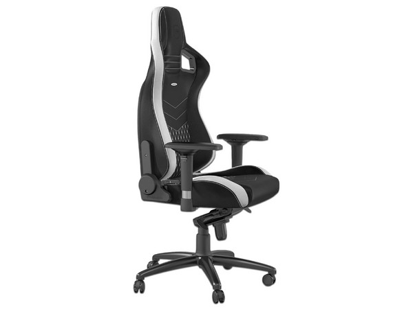 Silla Gamer Noblechairs, Epic series, tapizado en real cuero, Color Blanco Rojo.
