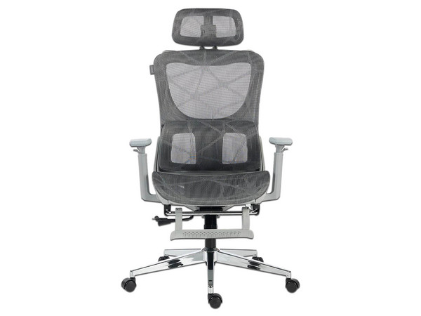 Silla para oficina Ejecutiva ACTECK Flux Ultra EC696HR, Respaldo de Malla, Reposabrazos y Reposapiés Ajustables, Color Gris.