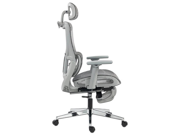 Silla para oficina Ejecutiva ACTECK Flux Ultra EC696HR, Respaldo de Malla, Reposabrazos y Reposapiés Ajustables, Color Gris.