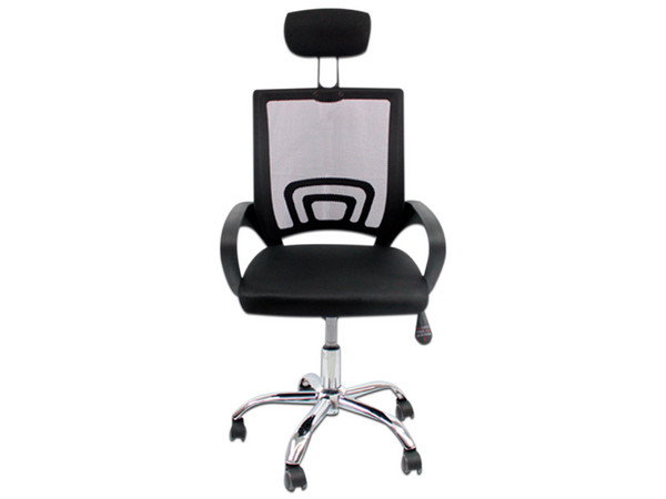 Silla Para Oficina MODAMOB LYRA, Reposabrazos, Cabecera y respaldo de maya, Elevación y disminución de altura, 5 llantas, Base metálica, Color Negro.