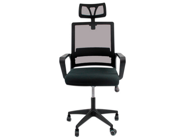 Silla para Oficina MODAMOB NOVA, Respaldo y Cabecera de maya, 5 Llantas, Reposabrazos, Color Negro.