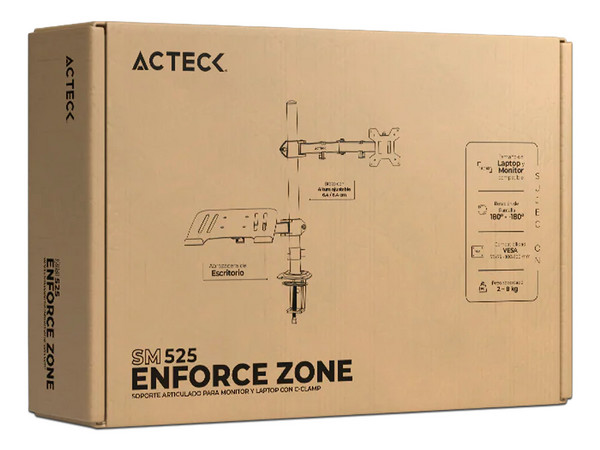 Soporte Doble para Monitor y Laptop Acteck Enforce Zone SM525, Soporta Monitores  de hasta 32