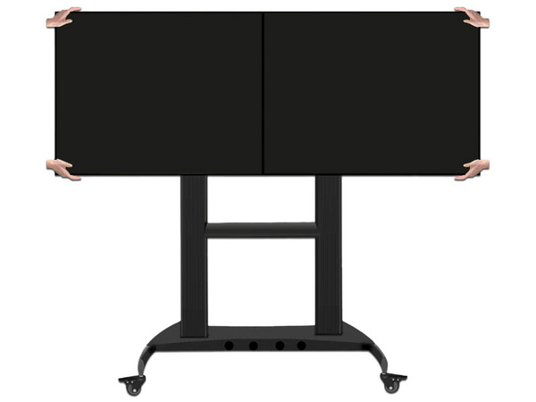 Soporte de piso BRobotix para 2 pantallas, móvil, de 60