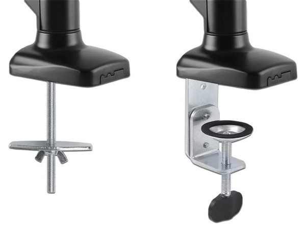 Soporte de aluminio Manhattan, con pistones de gas para dos monitores de 13
