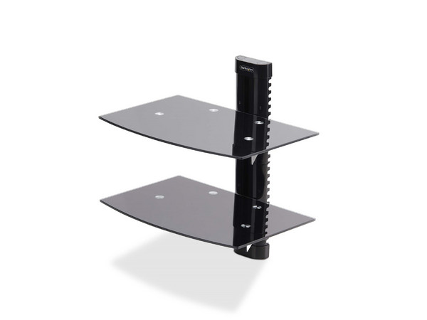 Estante Flotante StarTech 2B-WALL-MOUNT-SHELF para Equipos AV con Montaje en Pared y Altura Ajustable, Vidrio Templado Color Negro.
