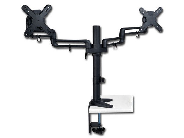 Soporte doble de escritorio de brazo flexible de movimiento completo para monitores de 13