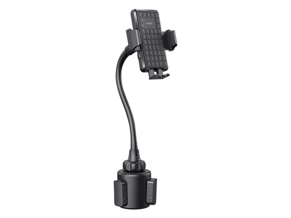Soporte AUKEY HD-C46 para smartphone y auto ajustable universal con portavasos. Color Negro.