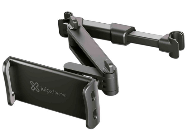 Soporte Klip Xtreme KMH-500 para smartphones y tablets con montaje en asiento brazo articulado compatible con dispositivos de hasta 14
