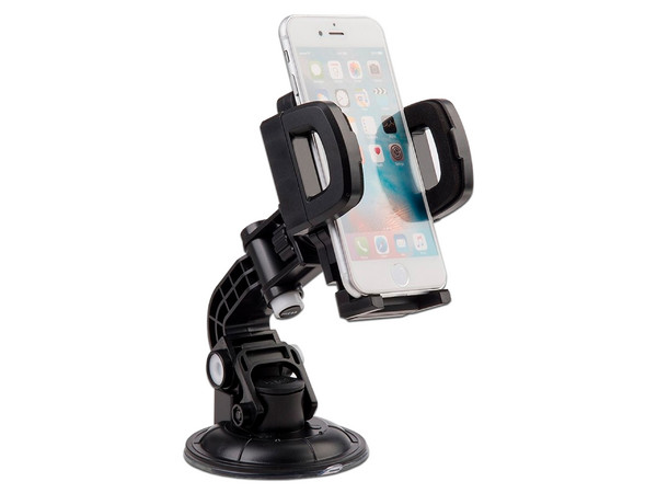 Soporte universal OEM HOCU-4 para smartphone y auto con ventosa. Color Negro.