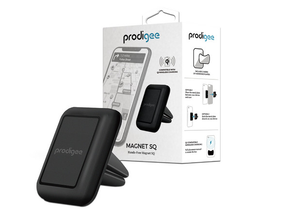 Soporte magnético Prodigee HF-MAG-SQ para smartphone con montaje en ventilación de auto. Color Negro.