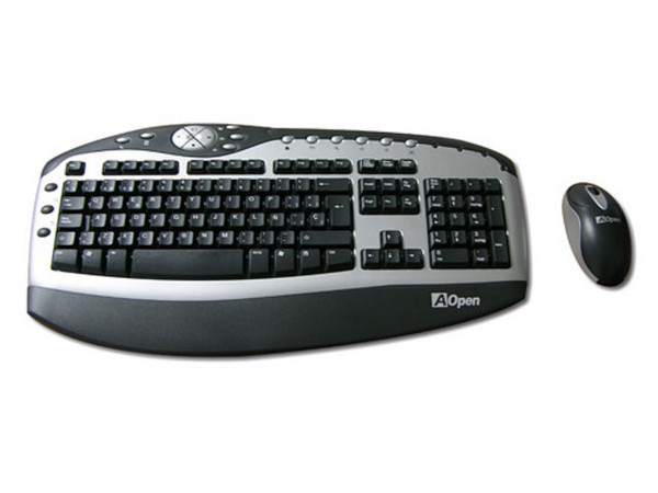 Paquete de Teclado y Mouse Inalámbrico AOpen, Color Negro/Plateado.