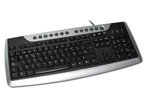 Teclado AOpen KB966B Multimedia, PS/2, Color Negro con Plateado.