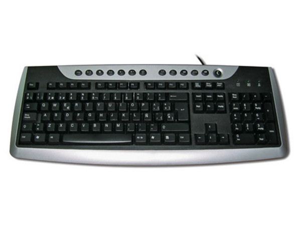 Teclado AOpen KB966B Multimedia, PS/2, Color Negro con Plateado.