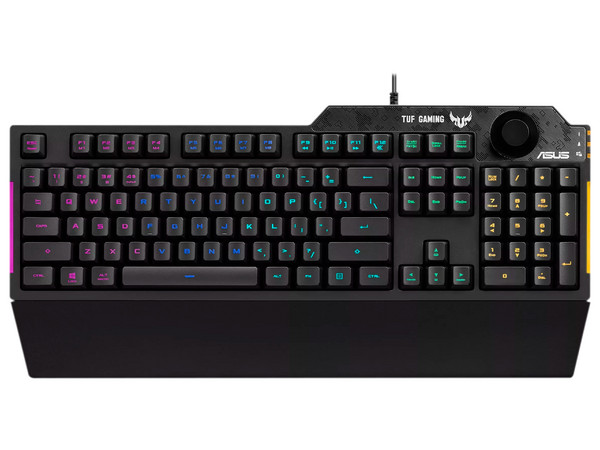 Teclado Gamer Asus TUF K1, RGB, Antiderrames, Perilla de volumen. Color Negro.