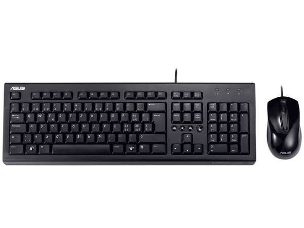 Kit de Teclado y Mouse Asus U2000,  USB . Color Negro.