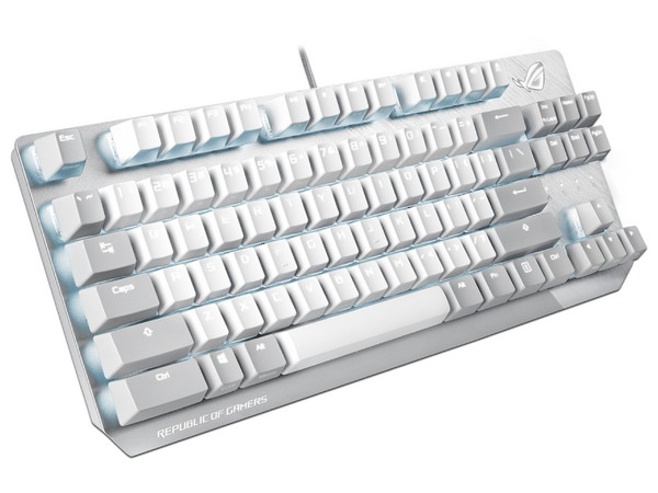 Teclado Mecánico Gamer ASUS X806 ROG Strix Scope NX TKL Moonlight White RGB, Alámbrico, Anti-Ghosting, USB. Color Blanco (Versión en inglés).