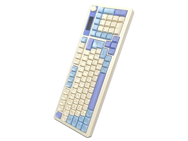 Teclado Gamer AULA S99 Pro, Iluminación RGB, Bluetooth, Receptor USB, USB Tipo C. Color Azul y Morado. (Versión en Español).