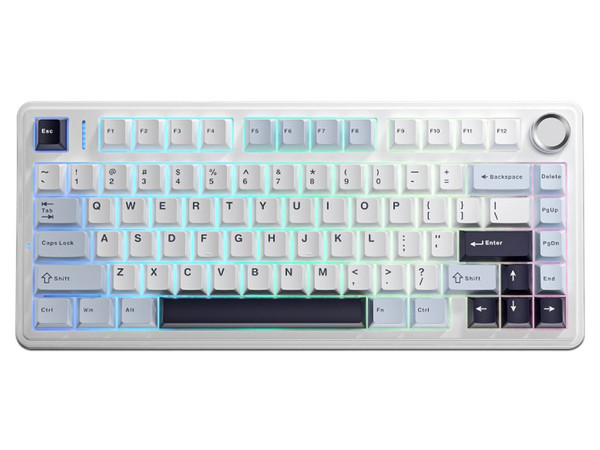 Teclado Mecánico AULA F75, RGB, Switch Rosa, USB Tipo C. Color Blanco. (Versión en Inglés).