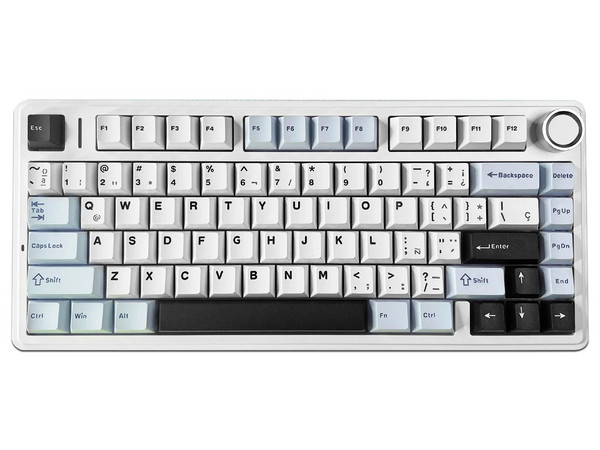 Teclado Mecánico AULA F75, RGB, Switch Rosa, USB Tipo C. Color Blanco. (Versión en Inglés).