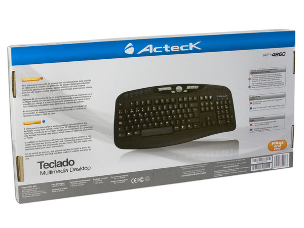 Teclado Acteck Multimedia, USB. Color Negro