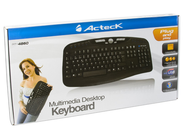 Teclado Acteck Multimedia, USB. Color Negro