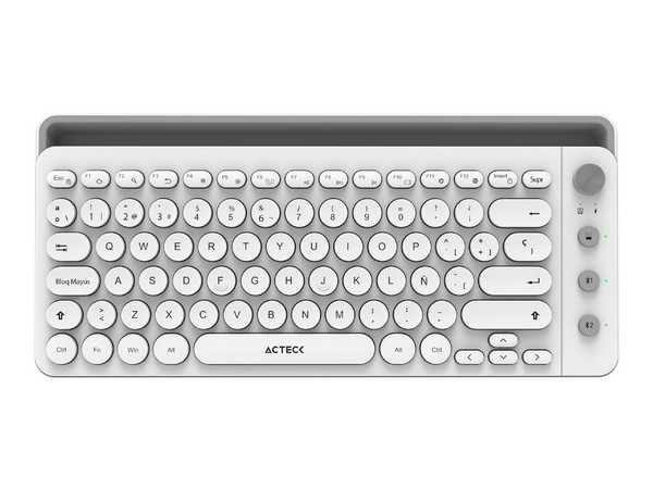 Teclado Inalámbrico Acteck TI685, Multidispositivo, Bluetooth, Color Blanco.