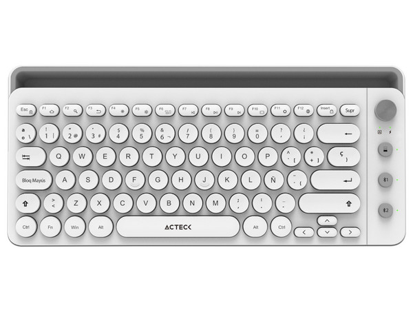 Teclado Inalámbrico Acteck Uny Comp TI685, Bluetooth, Color Blanco.