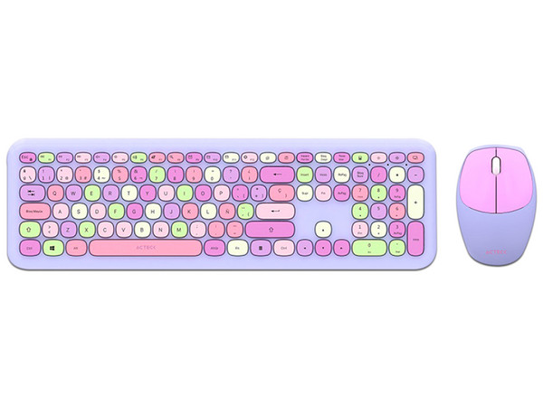 Kit Teclado y mouse inalámbricos Acteck Creator Chic MK475. Color Morado.