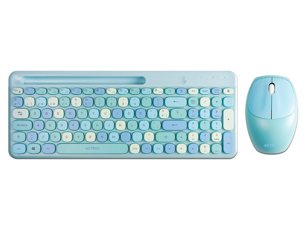 Kit de Teclado y mouse Inalámbricos Acteck Creator Chic MK470, receptor USB, color azul.