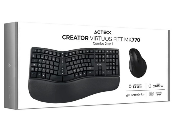 Kit de Teclado y Mouse Acteck Creator Virtuos Fitt MK770, Ergonómico ...