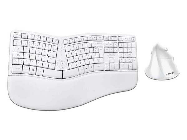Kit de Teclado y Mouse Creator Virtuos FITT MK770, Inalámbrico, Ergonómico, Color Blanco.