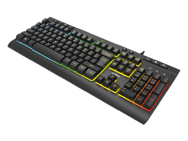 Teclado Alámbrico Led AUREAN PRO TA477G, Acteck Advanced Series, Iluminación LED, Color Negro.