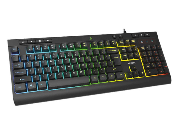Teclado Alámbrico Led AUREAN PRO TA477G, Acteck Advanced Series, Iluminación LED, Color Negro.