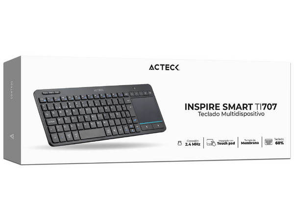 Teclado Inalámbrico Acteck Inspire Smart TI707, 2 Modos Bluetooth, Touchpad. Color Negro.