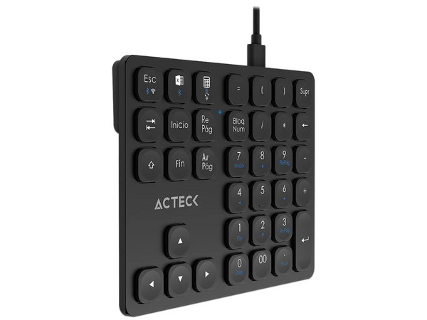 Teclado Numérico Acteck Inspire Pad Pro TN480, Bluetooth, Receptor USB, Batería Recargable, Color Negro.