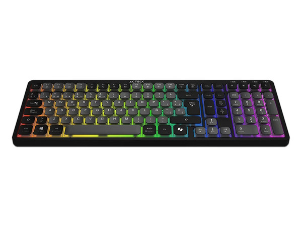 Teclado Inalámbrico Acteck Techno PRO TI790 RGB, Conexión USB, 2.4Mhz, Bluetooth. Color Negro